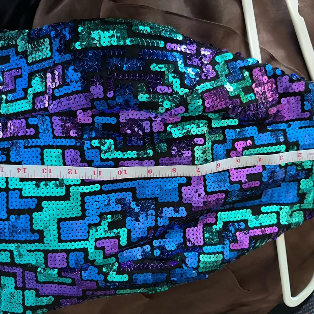 Backless Halter Sequin Dress in Iridescent Blue-Green-Purple - Picture 7 of 9